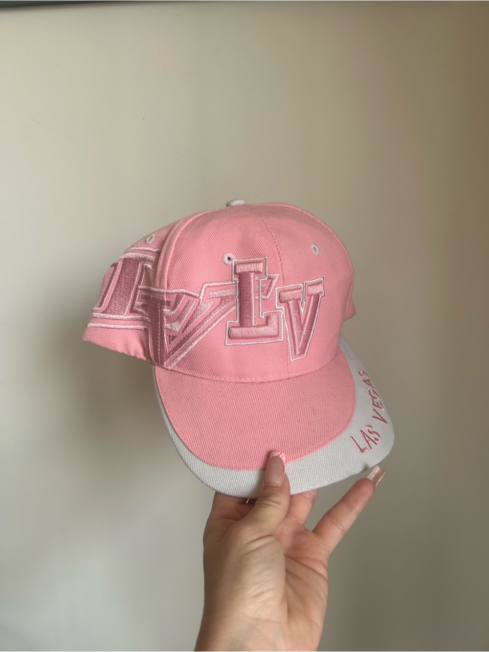 Pink LV Las Vegas Embroidered Baseball Cap